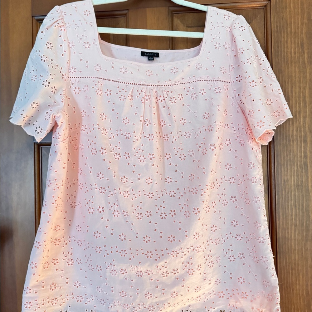 Talbots Light Pink Eyelet Blouse